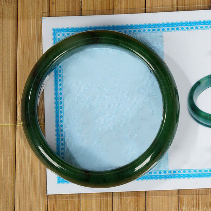 Natural Hetian Cyan Jade Happiness Success Bracelet Bangle