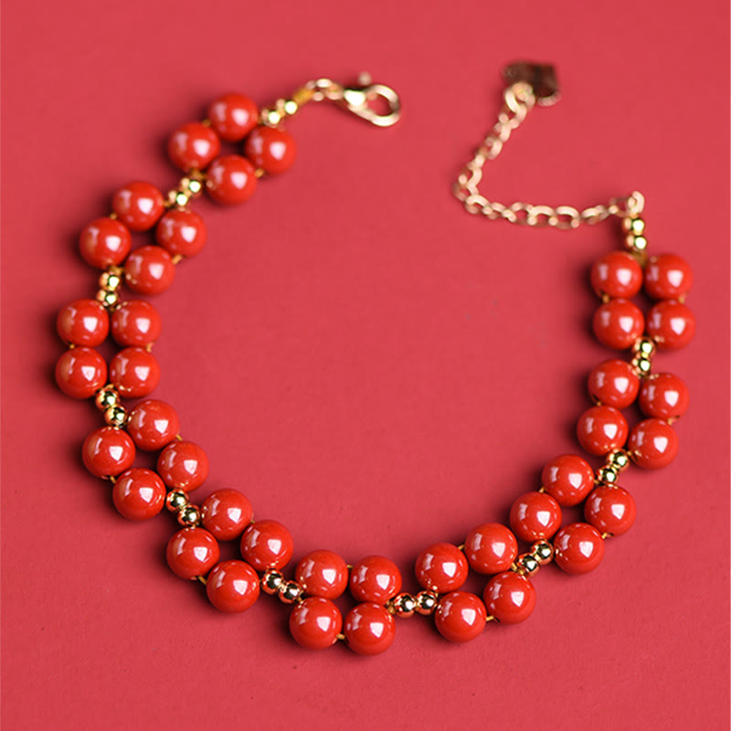 Buddha Stones Natural Cinnabar Beaded Blessing Bracelet