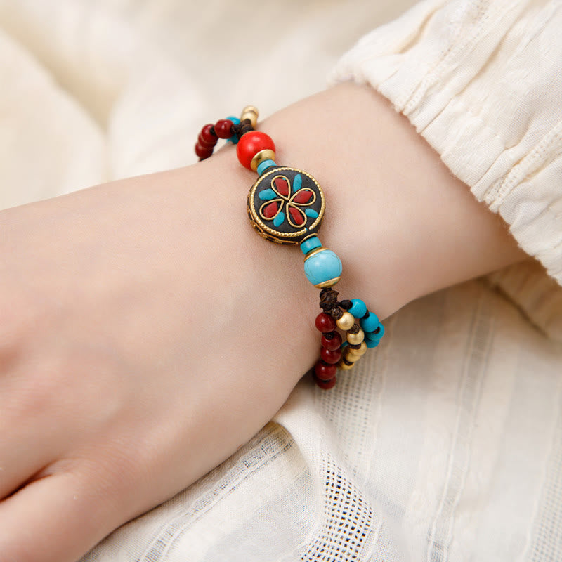 Buddha Stones Tibetan Turquoise Om Mani Padme Hum Protection Strength Bracelet