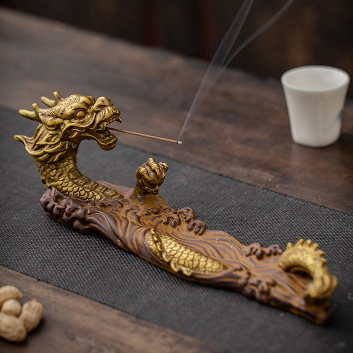 Dragon Protection Ceramic Stick Incense Burner Decoration