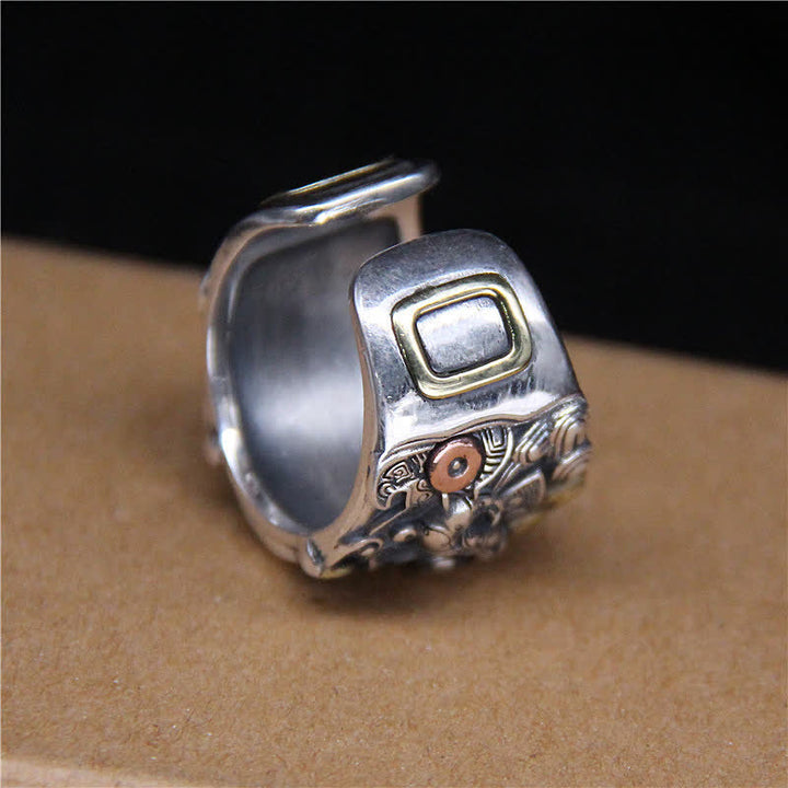 925 Sterling Silver Fengshui Kui Cattle Protection Adjustable Ring