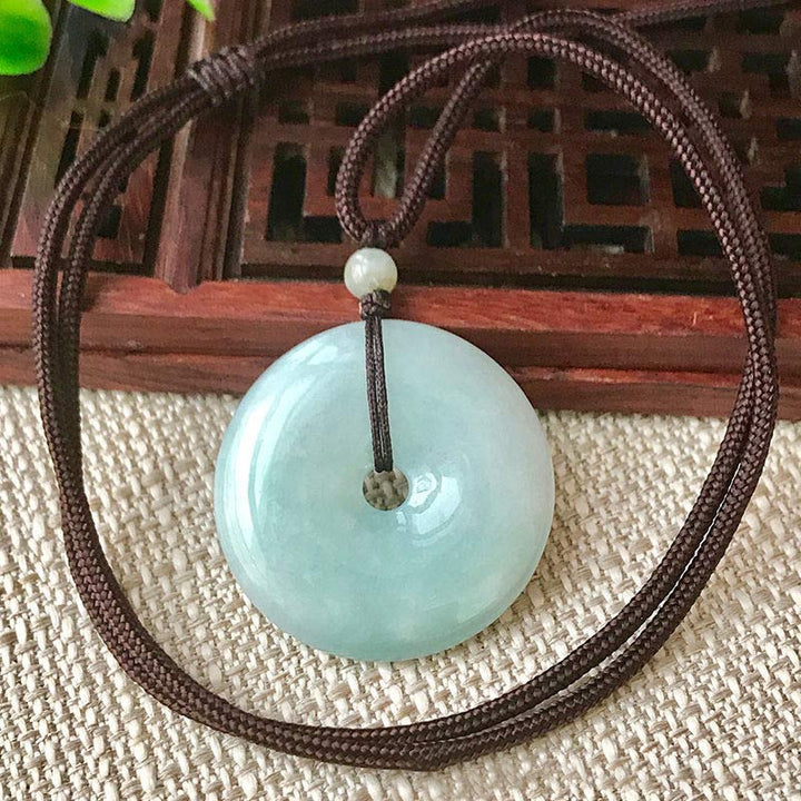 Buddha Stones Round Jade String Luck Necklace Pendant