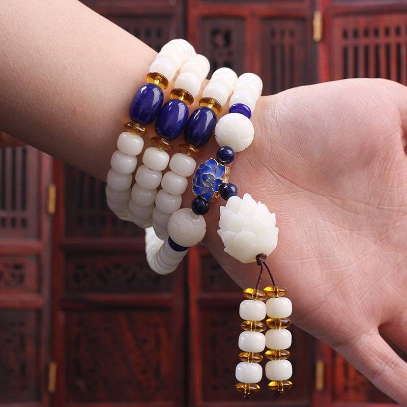 Buddha Stones Tibetan Mala White Bodhi Seed Peace Bracelet