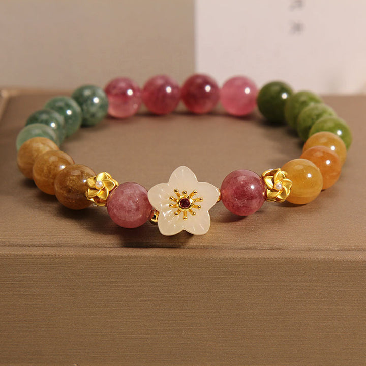 FREE Today: Colorful Tourmaline Healing Positive Flowers Bracelet