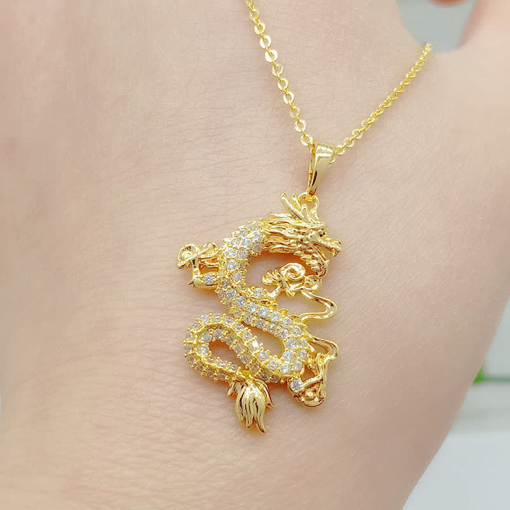 Gold Dragon Protection Necklace Pendant