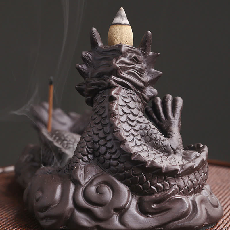 Dragon Playing Ball Flower Protection Incense Burner Decoration