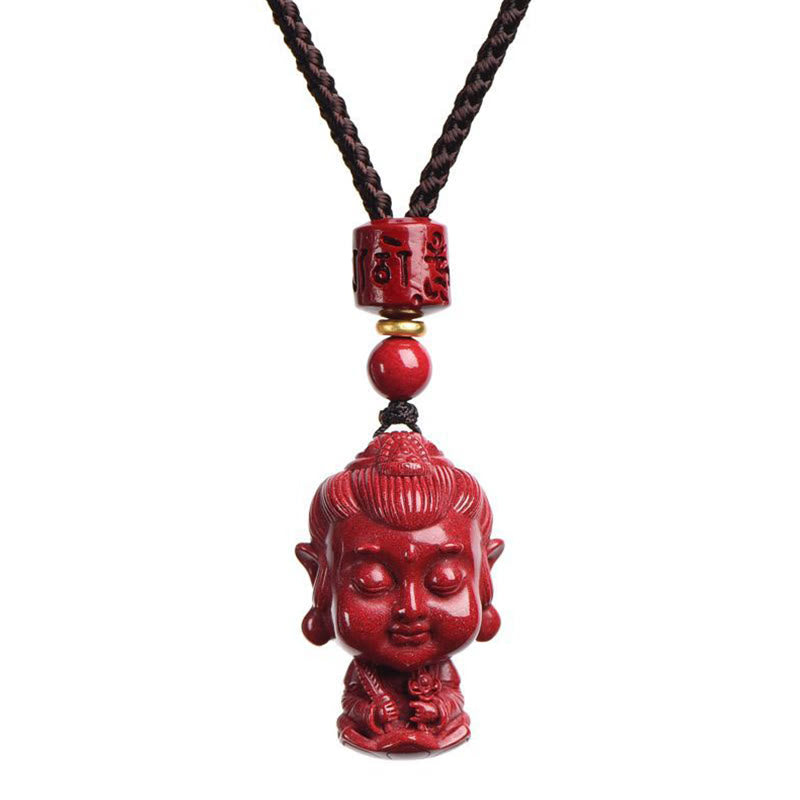 Buddha Stones Chinese Zodiac Natal Buddha Natural Cinnabar Amulet Keep Away Evil Spirits Necklace Pendant