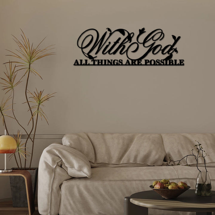 With God All Things Are Possible Metal Sign Wall Art