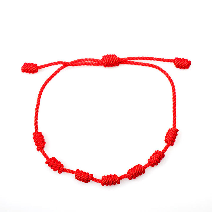 Buddha Stones 4Pcs Evil Eye Seven Knot Red String Protection Bracelet