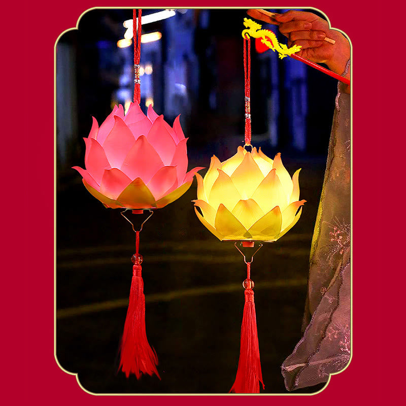 DIY Lotus Flower Dragon Lantern Tassel Lamp Decoration