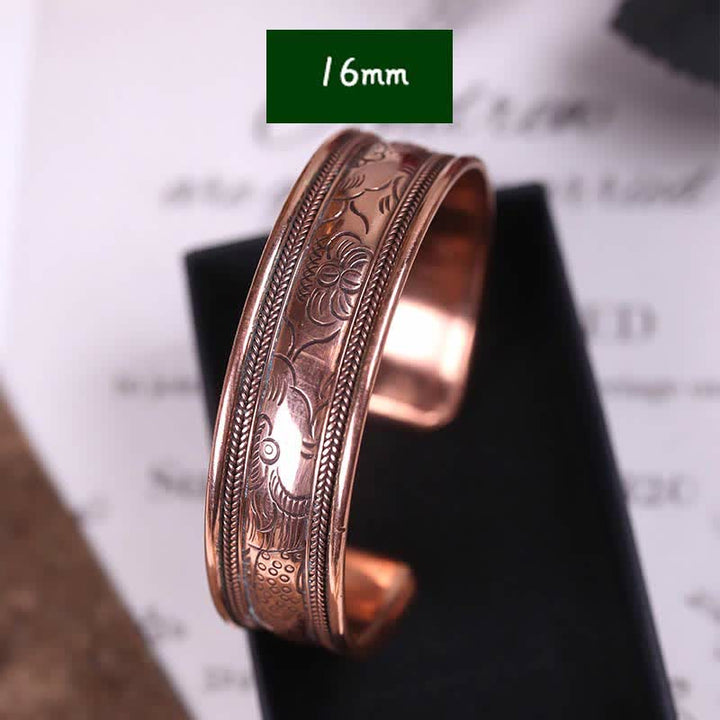 Vintage Pattern Luck Balance Copper Cuff Bracelet Bangle