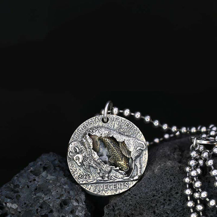 925 Sterling Silver Koi Fish Luck Success Necklace Pendant