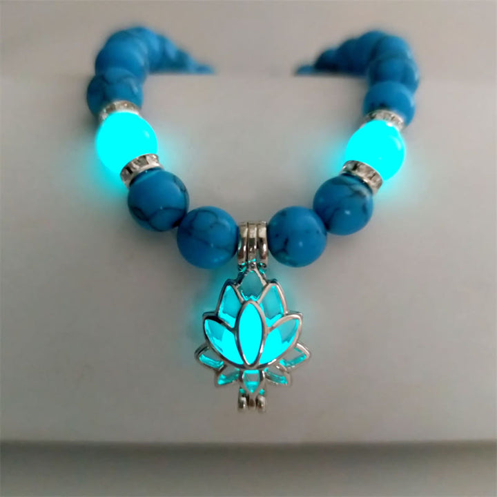 FREE Today: Positive Thinking Tibetan Turquoise Glowstone Luminous Bead Lotus Protection Bracelet