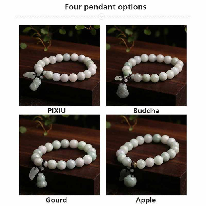 Buddha Stones Natural Jade Pi Xiu Buddha Gourd Apple Success Bracelet