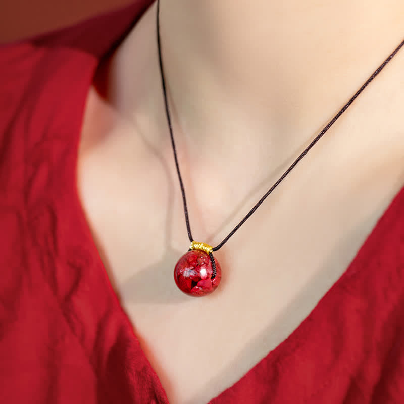 Cinnabar Bead Calm Blessing Necklace Pendant