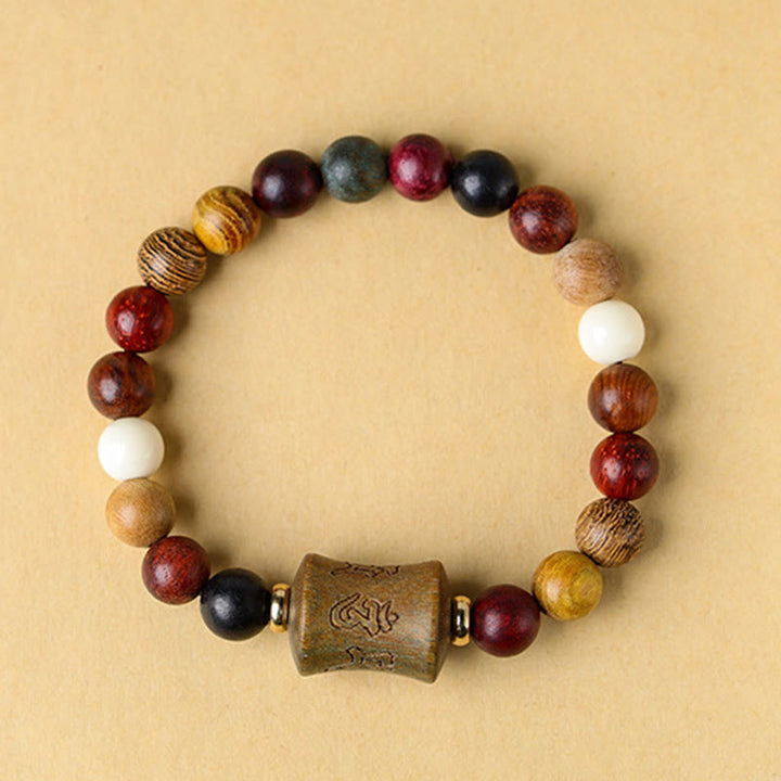 Tibet Multicolored Sandalwood Om Mani Padme Hum Protection Bracelet