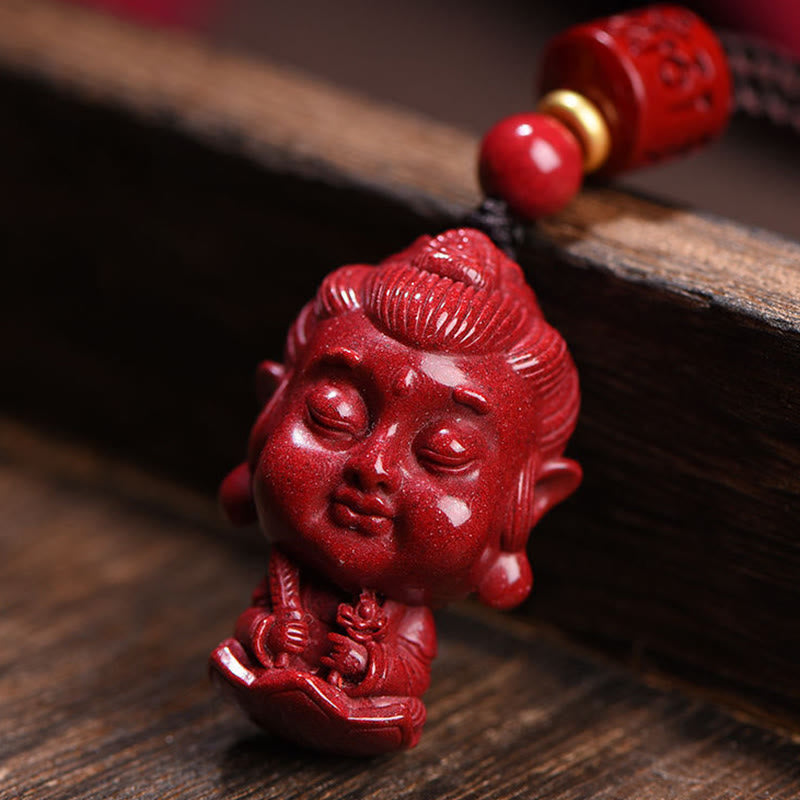 Buddha Stones Chinese Zodiac Natal Buddha Natural Cinnabar Amulet Keep Away Evil Spirits Necklace Pendant