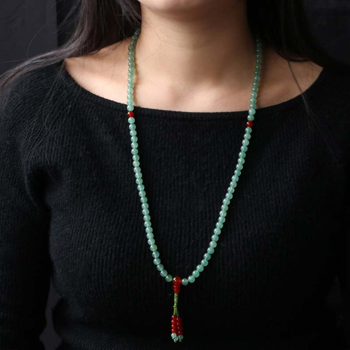 108 Beads Green Aventurine Red Agate Luck Mala Bracelet