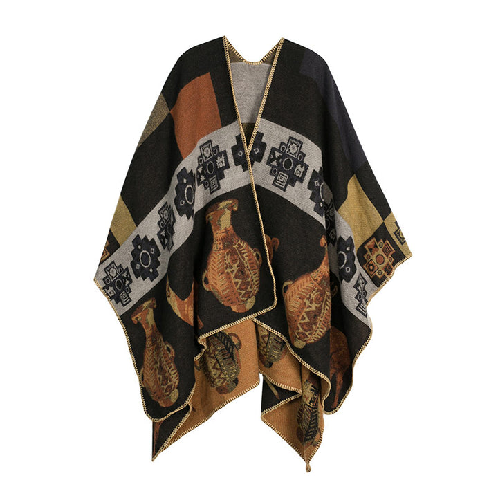 Buddha Stones Tibetan Shawl Deer Vase Geometric Shapes Winter Cozy Travel Scarf Wrap