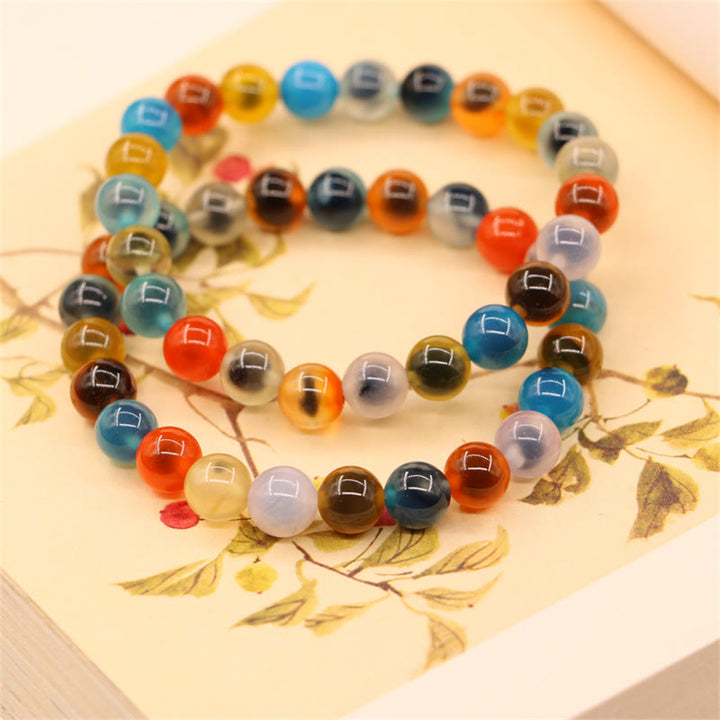 Colorful Candy Agate Healing Strength Bead Bracelet