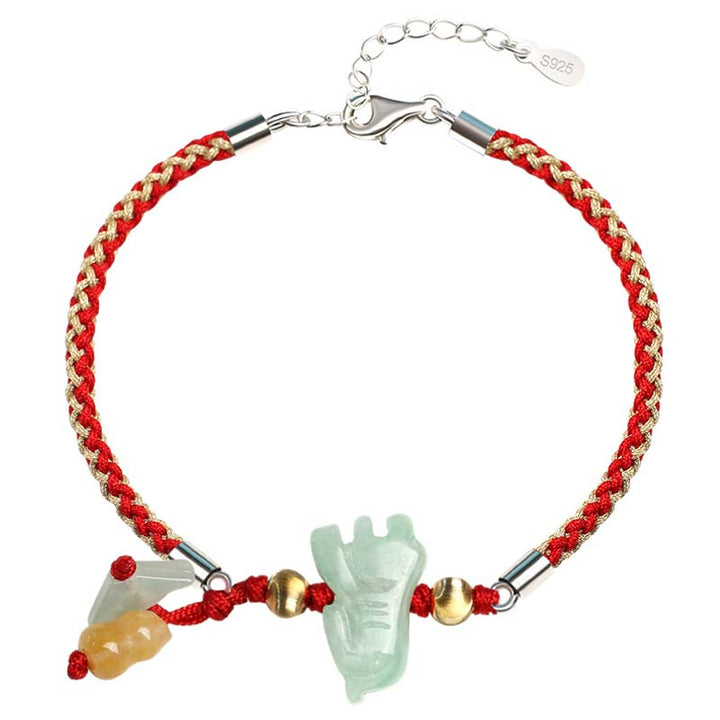 Buddha Stones Chinese Zodiac Jade Prosperity Red String Bracelet Anklet