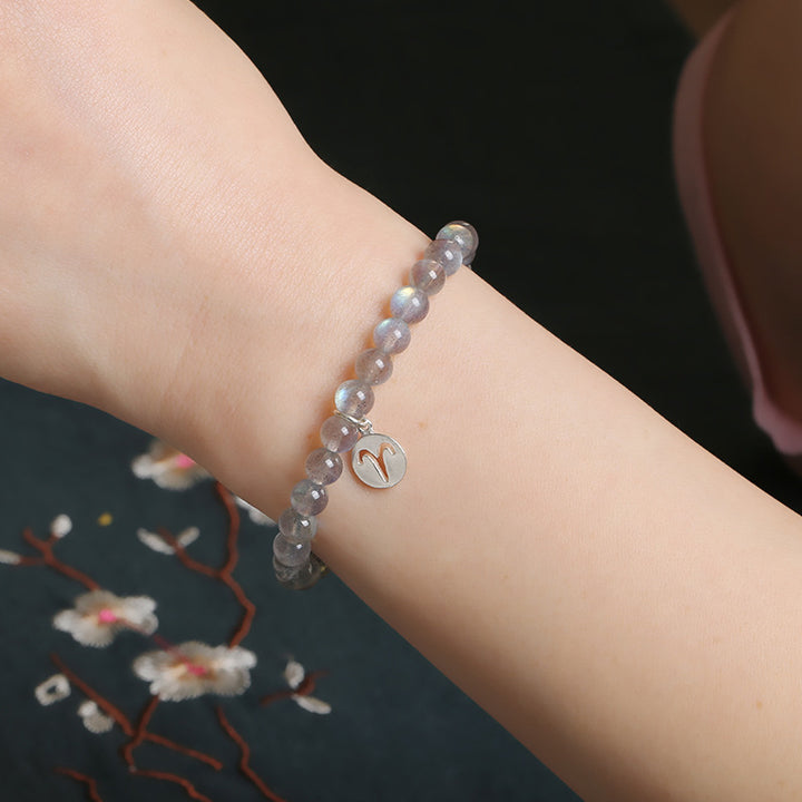 12 Constellations of the Zodiac Moonstone Charming Bracelet