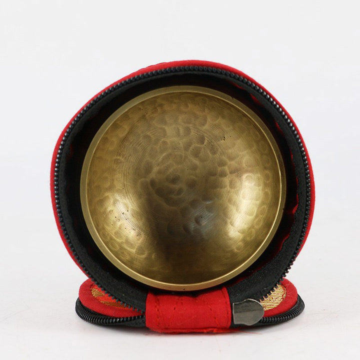 Tibetan Singing Bowl Storage Bag with Zipper Closure Decoration