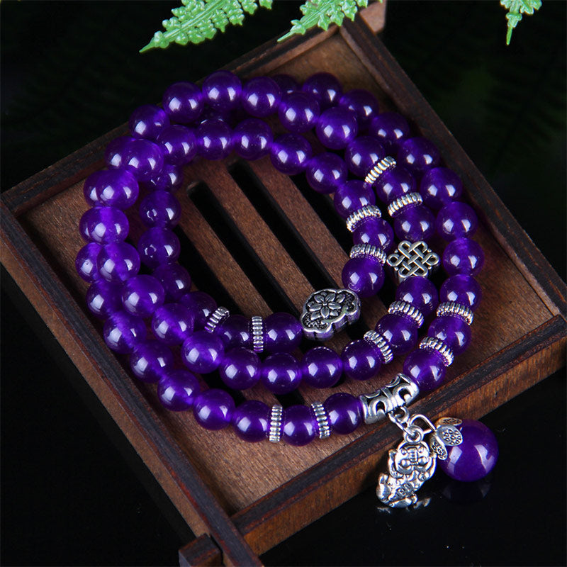 Buddha Stones The Amethyst Pixiu Wealth Bracelet