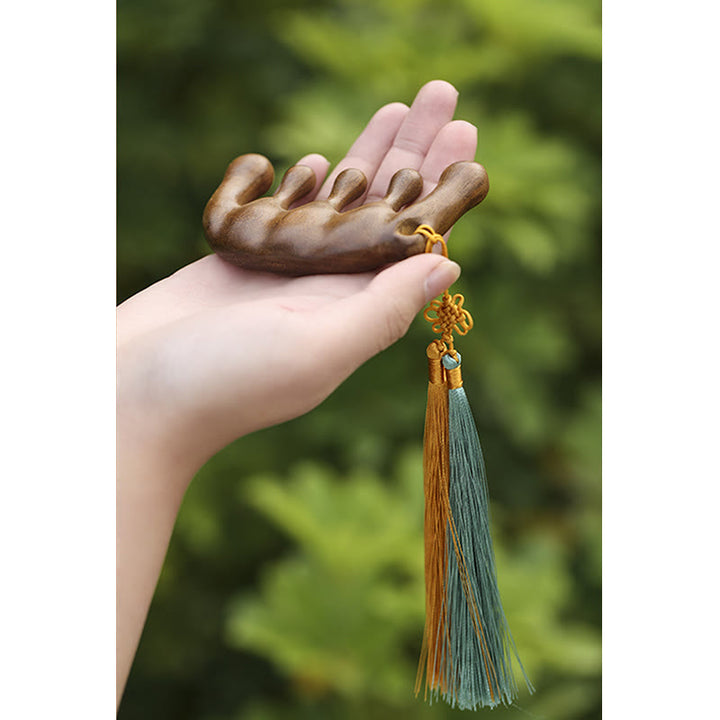 Simple Green Sandalwood Soothing Tassel Massage Comb