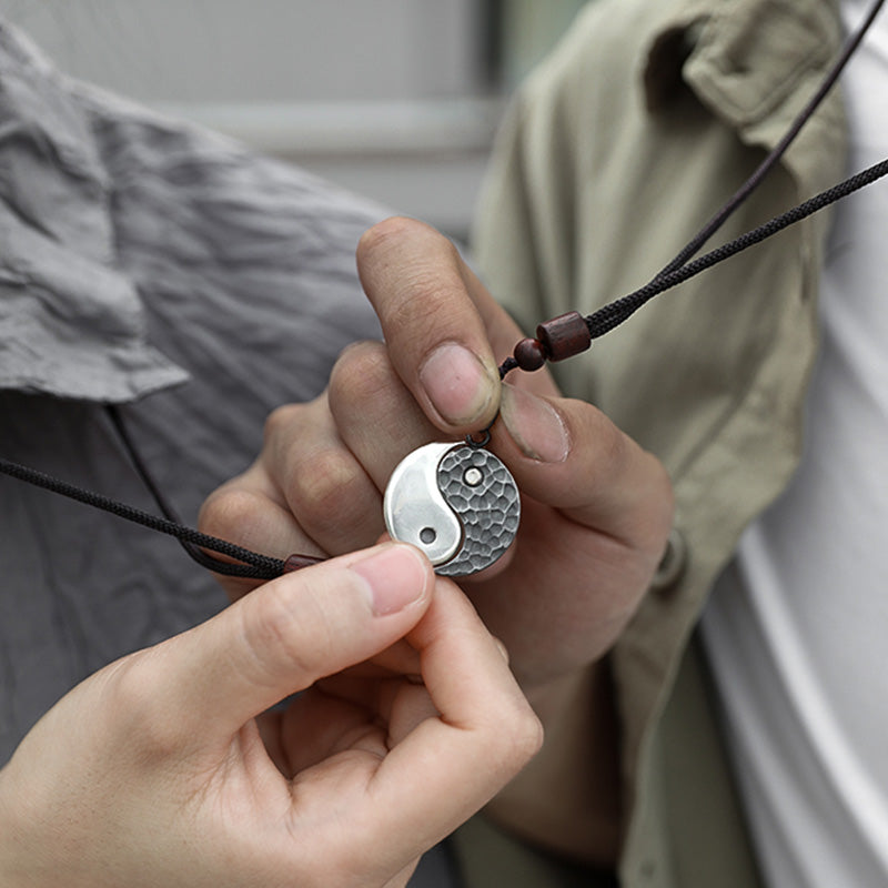 990 Sterling Silver Yin Yang Balance Harmony Necklace Pendant