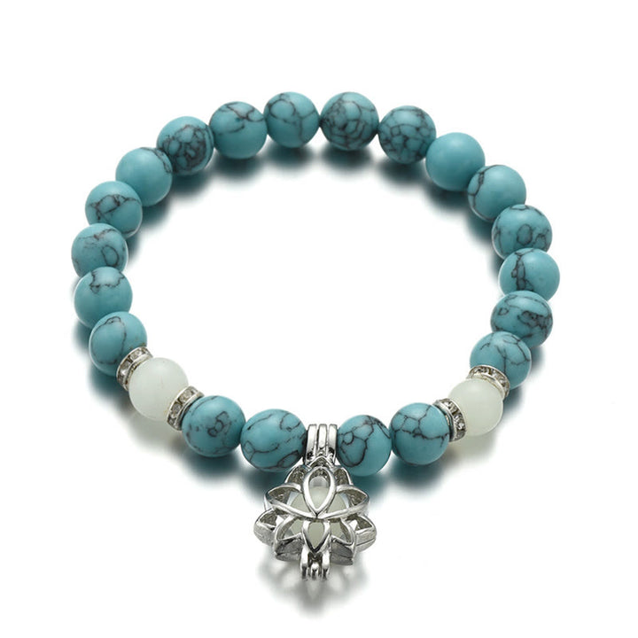 FREE Today: Positive Thinking Tibetan Turquoise Glowstone Luminous Bead Lotus Protection Bracelet