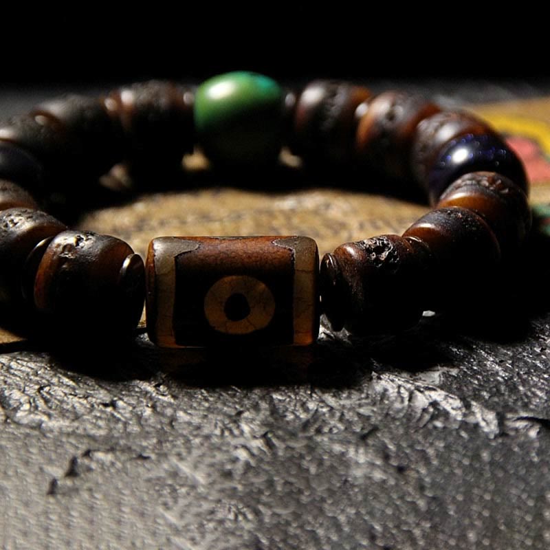 Buddha Stones Tibetan Yak Bone Dzi Bead Turquoise Keep Away Evil Spirits Bracelet