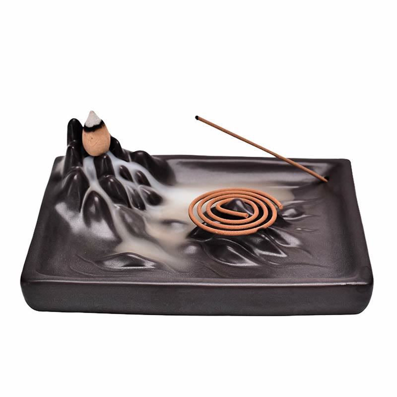 Mountains Flowing Water Ceramic Blessing Backflow Incense Burner