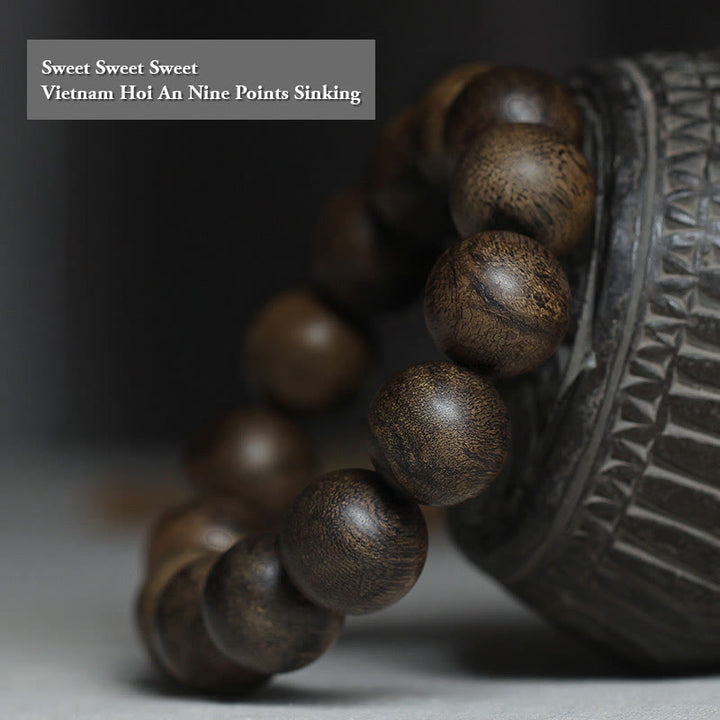 Buddha Stones Nine Points Sinking Water Vietnam Hoi An Agarwood Peace Strength Bracelet