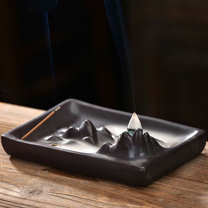 Mountains Flowing Water Ceramic Blessing Backflow Incense Burner