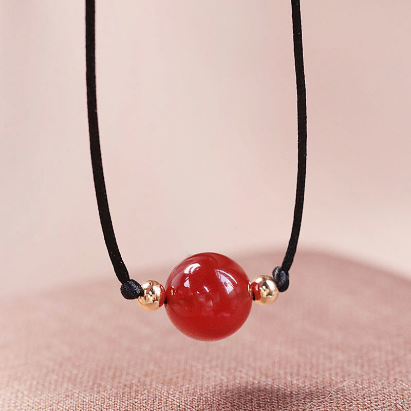 Buddha Stones Natural Red Agate Chalcedony Self-acceptance Confidence String Bead Bracelet Necklace Pendant