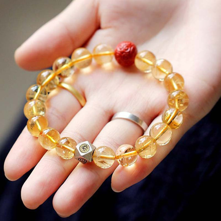 Chinese Zodiac Natal Buddha Citrine Cinnabar Blessing Bracelet