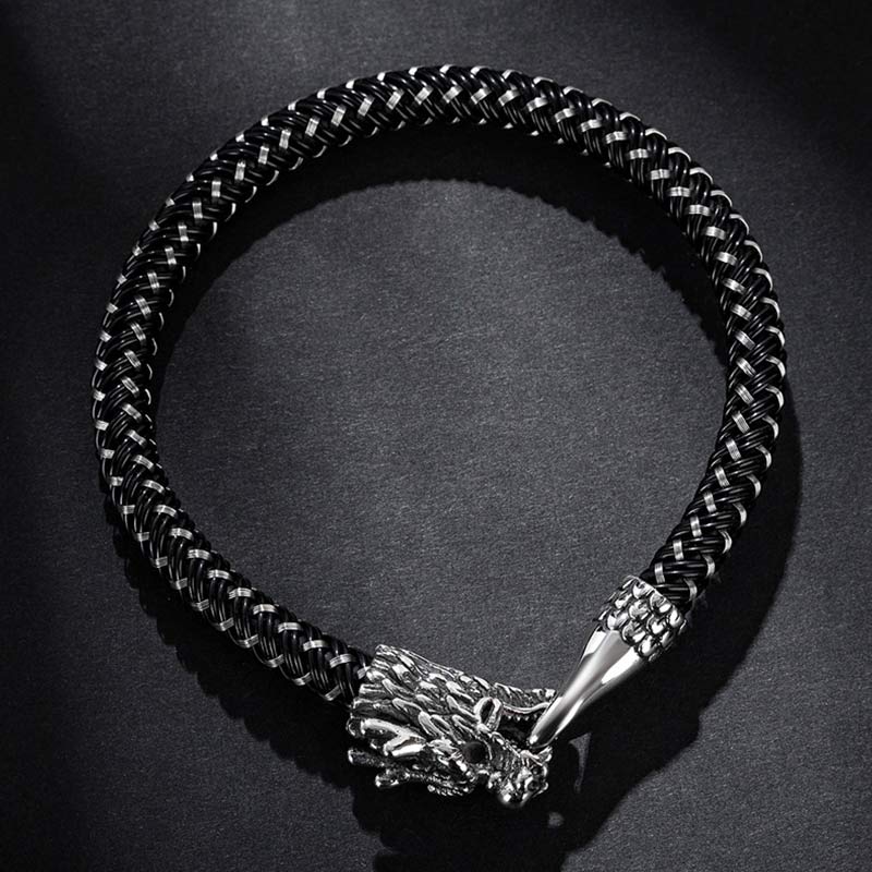 Buddha Stones Dragon Titanium Steel Protection Luck Bracelet