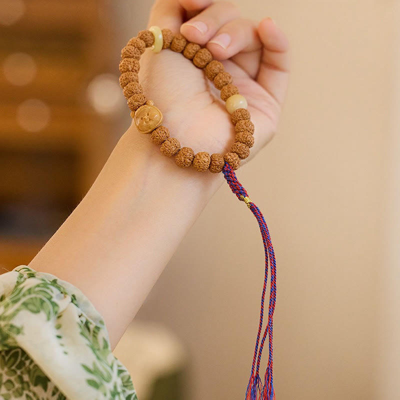 Buddha Stones Tibet Rudraksha Bodhi Seed Amulet Wealth Luck Bracelet