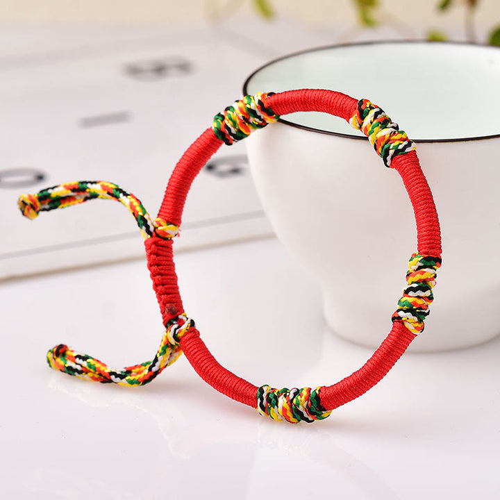 Buddha Stones Tibetan Handmade Colorful King Kong Knot Lucky Protection Braid String Bracelet