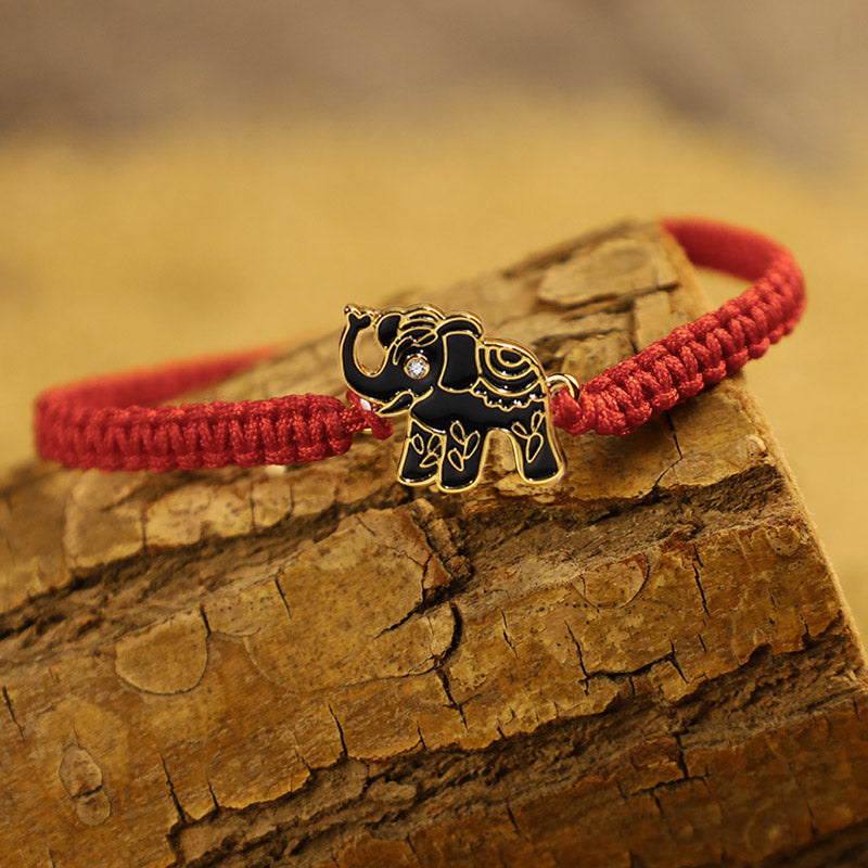 Tibetan Handmade Wise Future Elephant Red String Bracelet (Extra 40% Off | USE CODE: FS40)