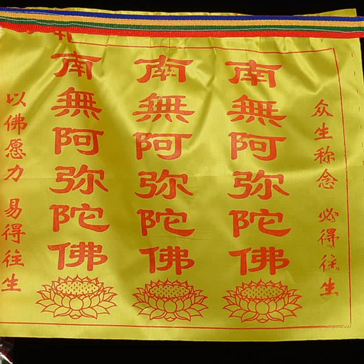 Tibetan 7 Colors Windhorse Letter Auspicious Lotus Outdoor 21 Pcs Prayer Flag