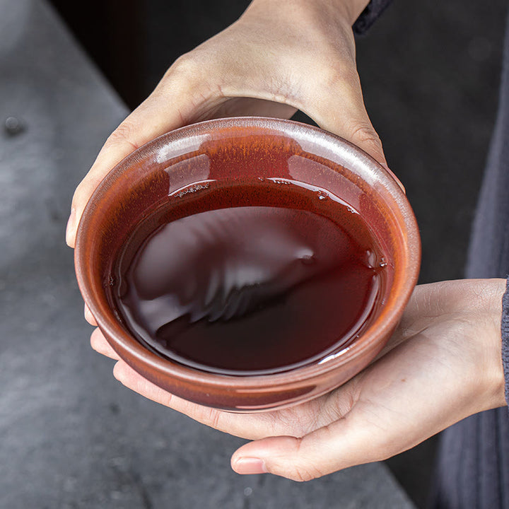 Buddha Stones Vintage Red Brown Chinese Jianzhan Porcelain Teacup Kung Fu Tea Cup