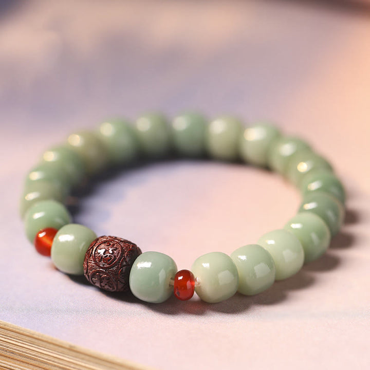 Buddha Stones Bodhi Seed Auspicious Cloud Fu Character Bead Peace Bracelet