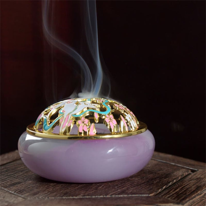 Buddha Stones Nine Tailed Fox Liuli Crystal Healing Meditation Incense Burner