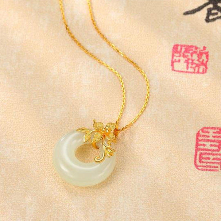 Buddha Stones Tibetan White Jade Calm Necklace