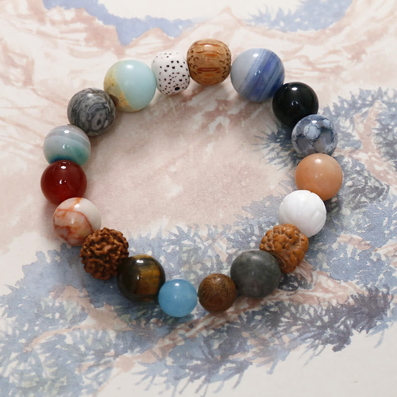 Buddha Stones Natural Bodhi Seed Crystal Stone Agate Keep Away Evil Spirits Bracelet