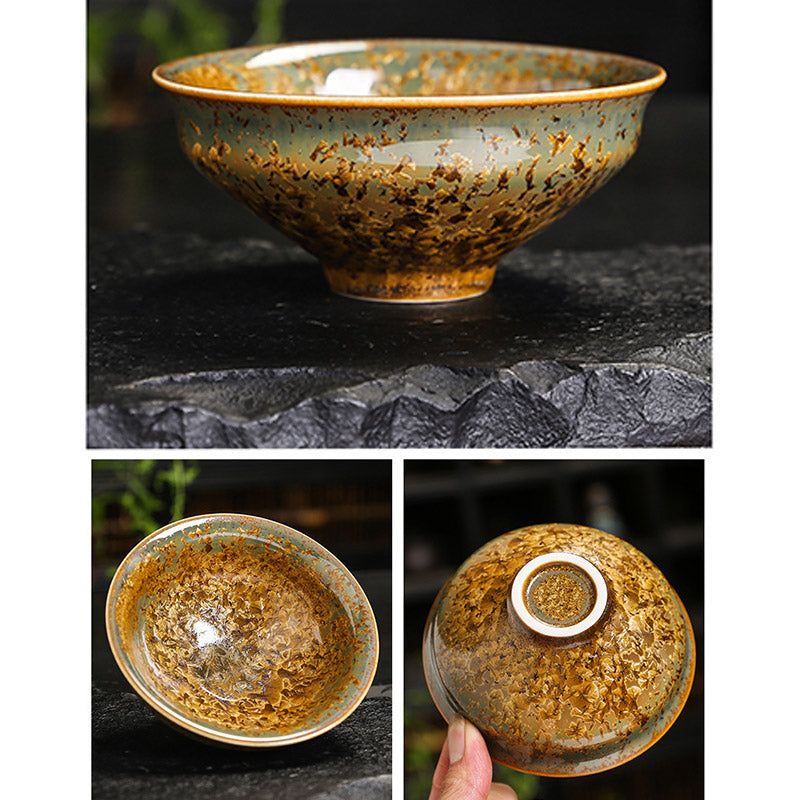 Buddha Stones Colorful Brown Ceramic Teacup Kung Fu Tea Cup Bowl