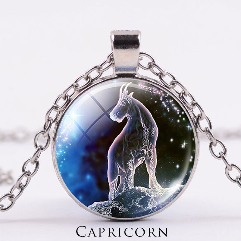 12 Constellations of the Zodiac Moon Starry Sky Protection Blessing Necklace Pendant