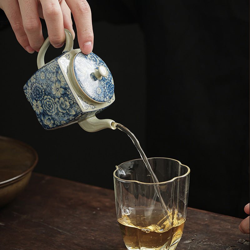 Buddha Stones Blue and White Porcelain Chinese Gongfu Tea Ceramic Kung Fu Teapot Cup Tea Filter Canister